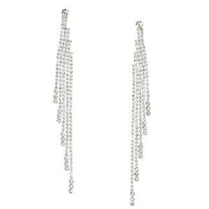 Claire's Silver Rhinestone 4" Fringe Drop Earrings
